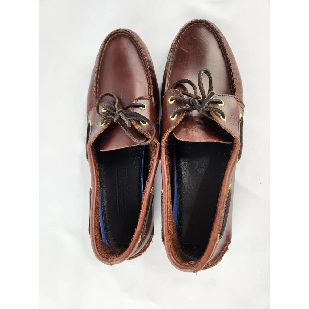 Sperry 2-EYE LEATHER Boat Shoe Deck Water Leather Amaretto Slip On Men's Size 13